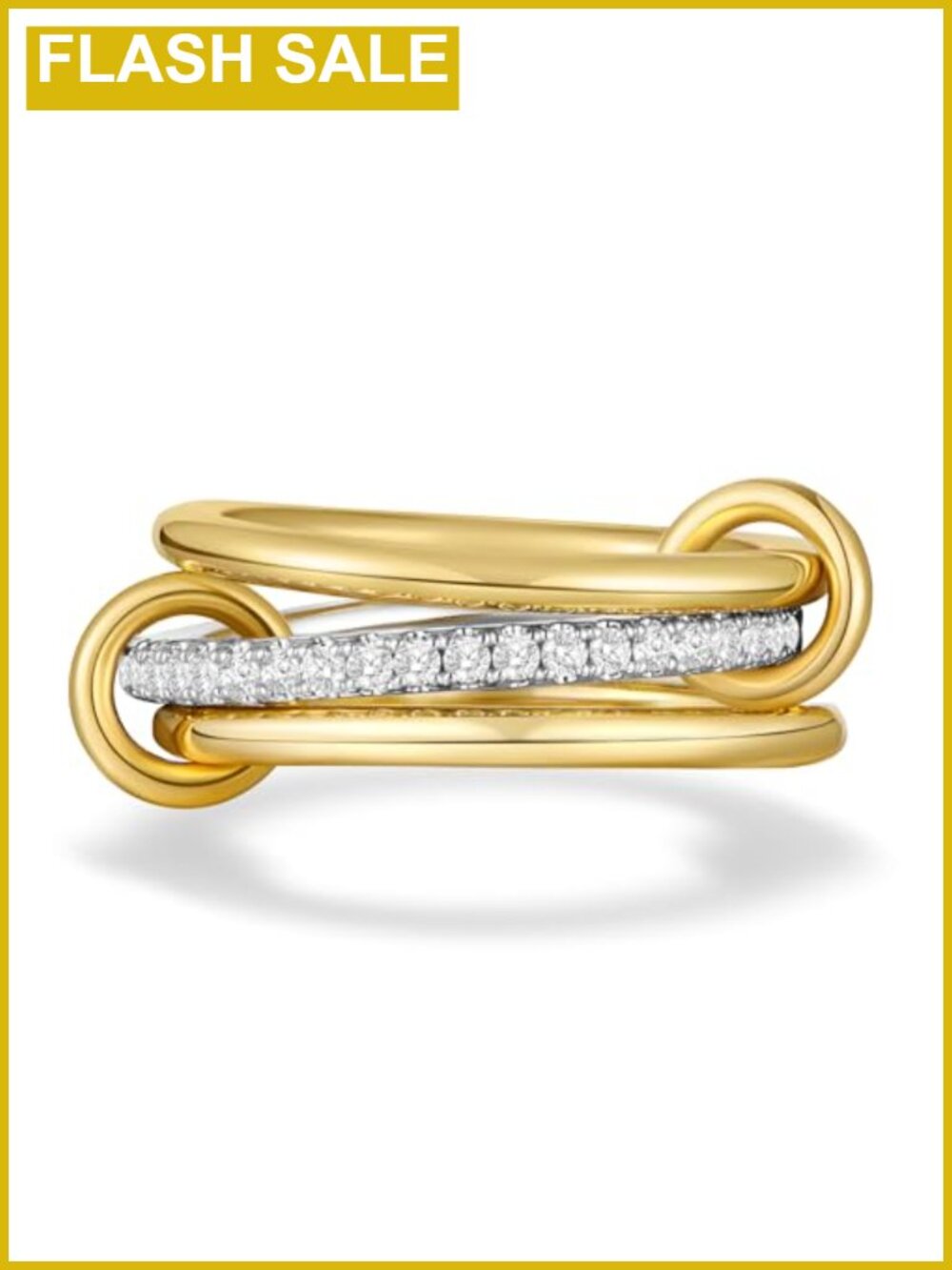 14K Gold Plated Stackable Rings Set Women Interlocking CZ Band